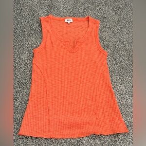 BKE Notched Ribbed Knot Women's Coral Tank Top Size XS